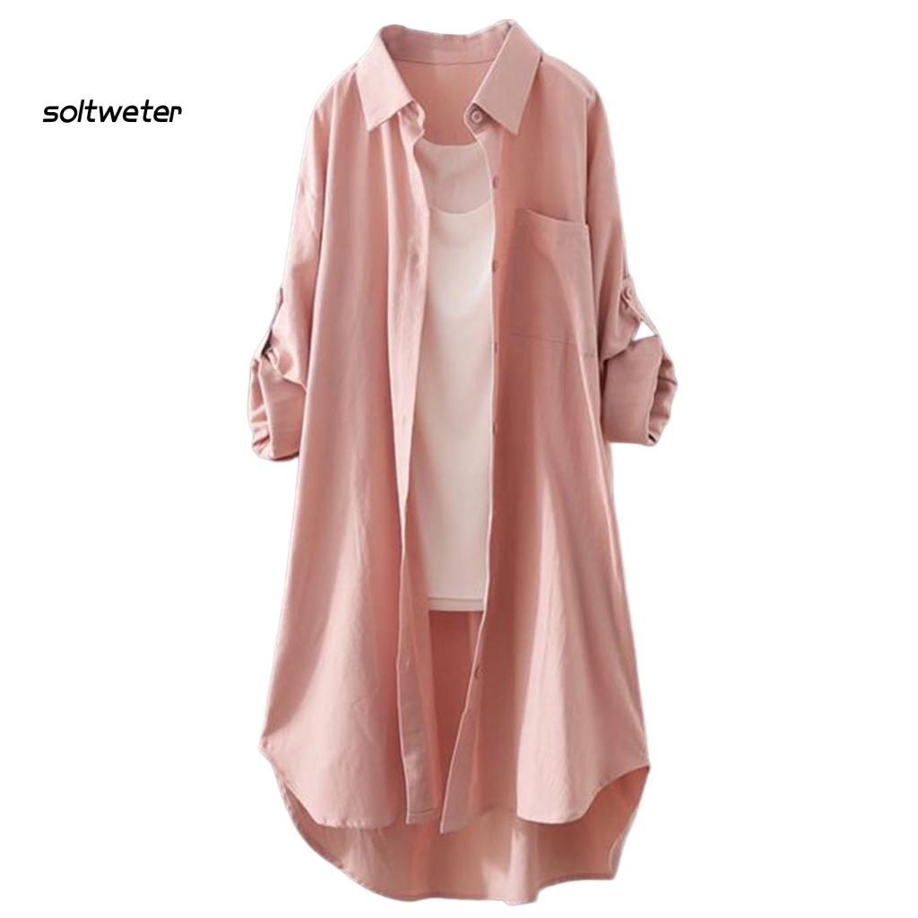 Áo Sơ Mi Tay Dài Cổ Bẻ Màu Sắc Thời Trang Cho Nữ