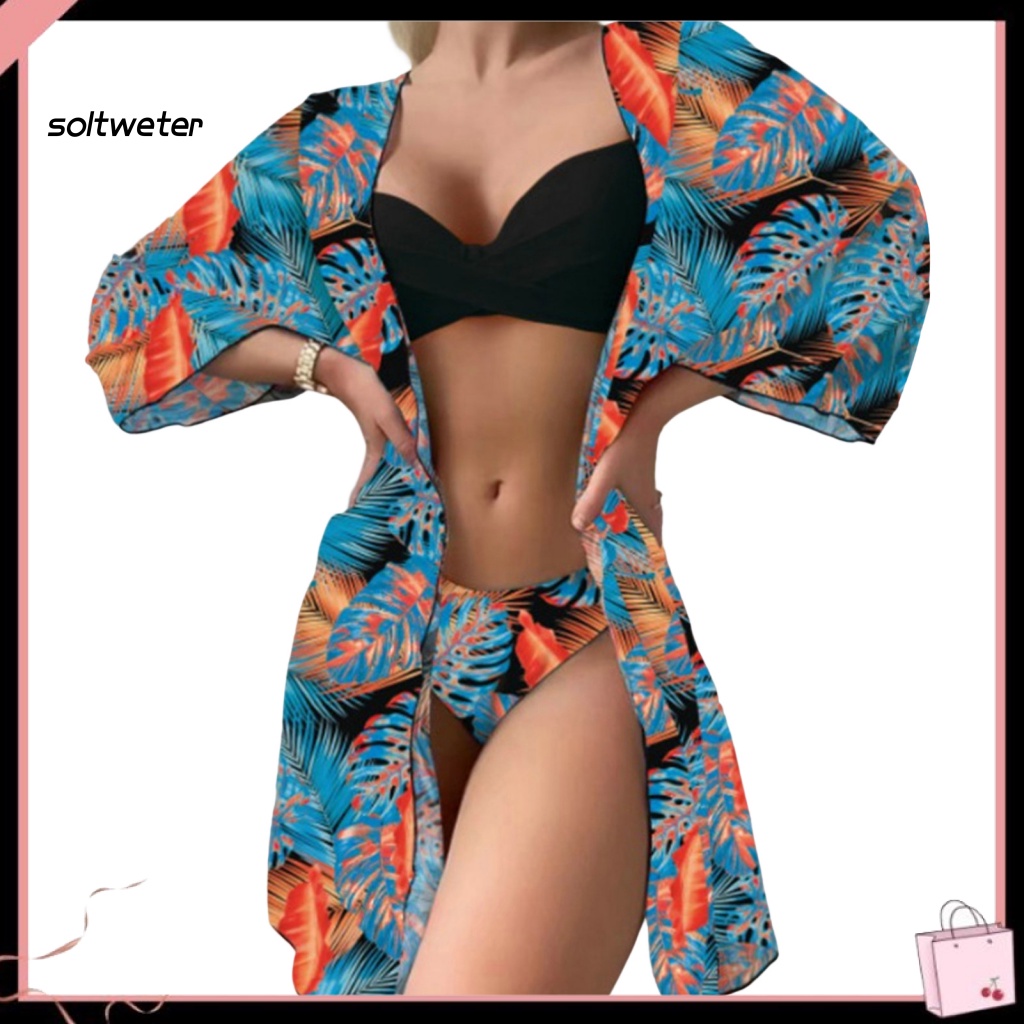 Bộ Bikini 3 Mảnh Hở Lưng Màu Sắc Thời Trang Quyến Rũ Cho Nữ