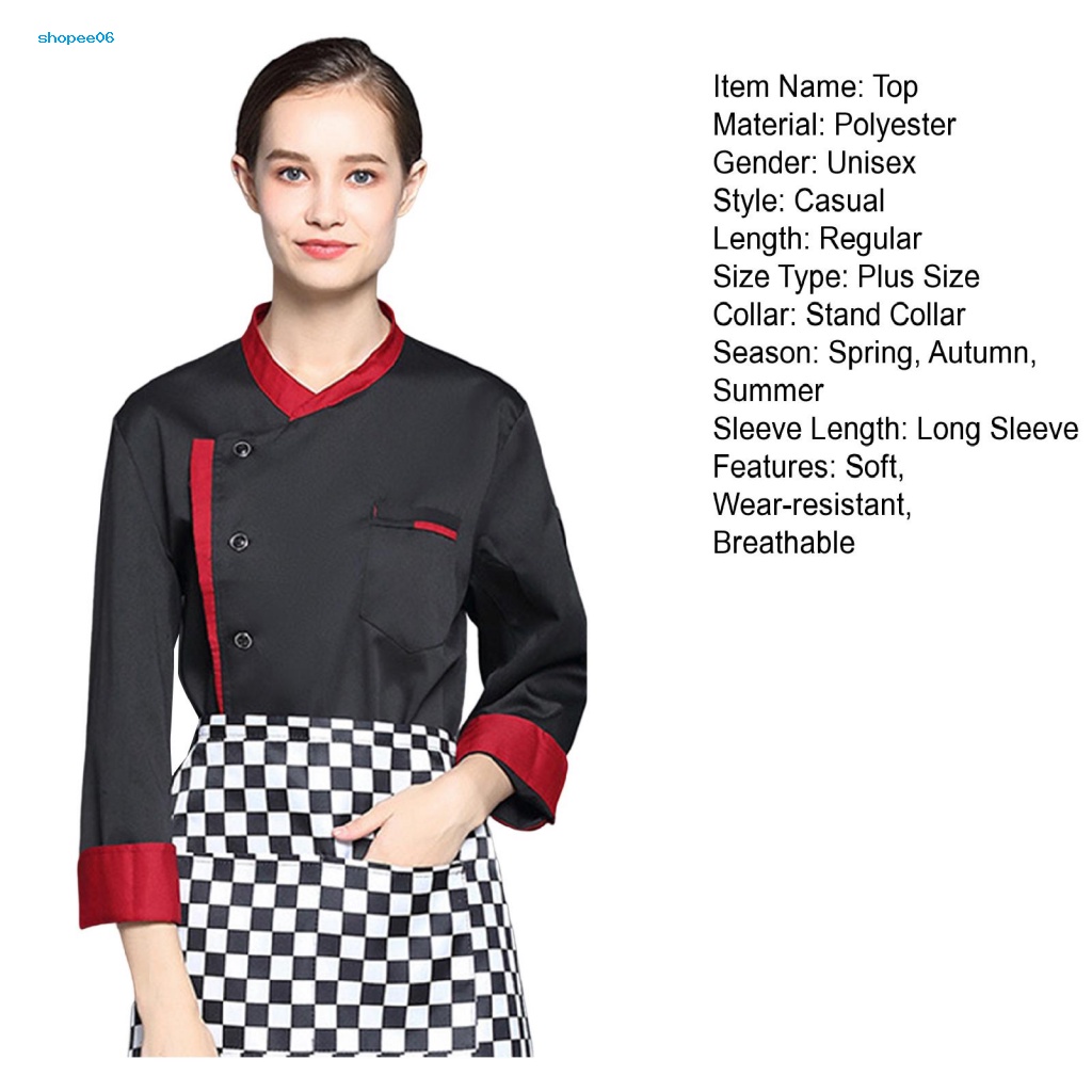 Pemg Áo Đầu Bếp Dài Tay Cổ Đứng Phù Hợp Với Nam Dễ Giặt Chống Bụi Bẩn Đồng Phục Làm Bánh Ngọt Cho Cửa Hàng Thức Ăn Nhanh