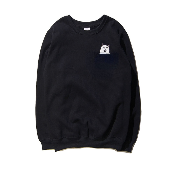 Áo Sweater Chui Đầu Dáng Rộng Tay Dài In Hình Mèo Phong Cách Âu Mỹ ripndip Đường Phố Cho Nam Và Nữ