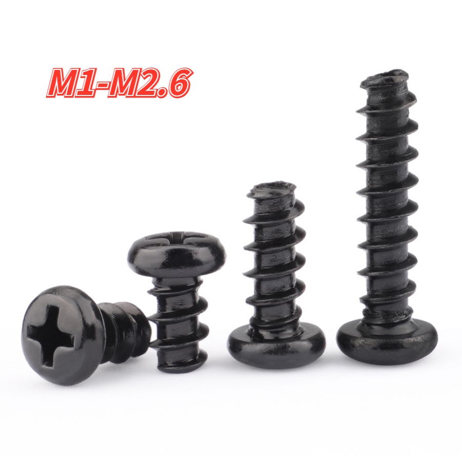 Ốc Vít Đầu Tròn Màu Đen M2m2.3 M2.6 M3M4M5 Chuyên Dụng