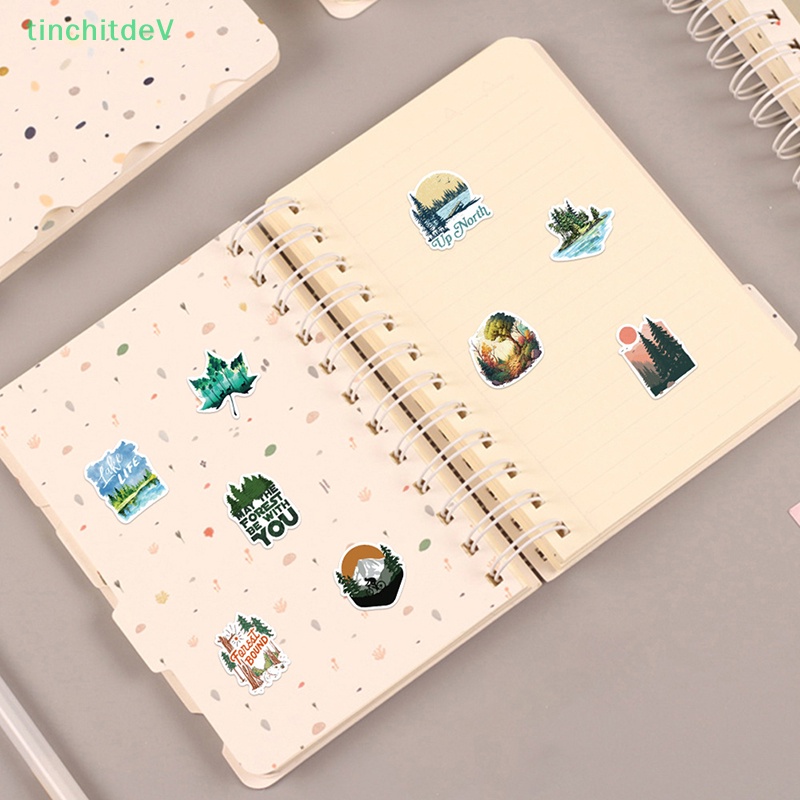Bộ 50 Miếng Dán Hình Rừng Xanh Tươi Mát Trang Trí Vali / Laptop / Xe Đạp / Du Lịch DIY