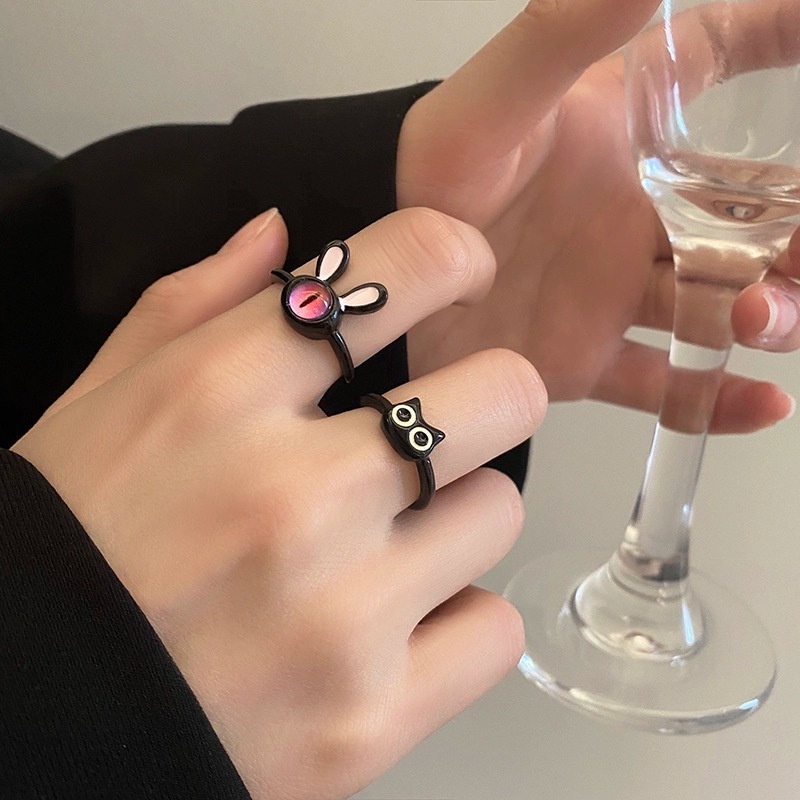 Nhẫn Cặp Đôi Nhỏ Dễ Thương Vui Nhộn Thời Trang Đa Năng Phong Cách INS