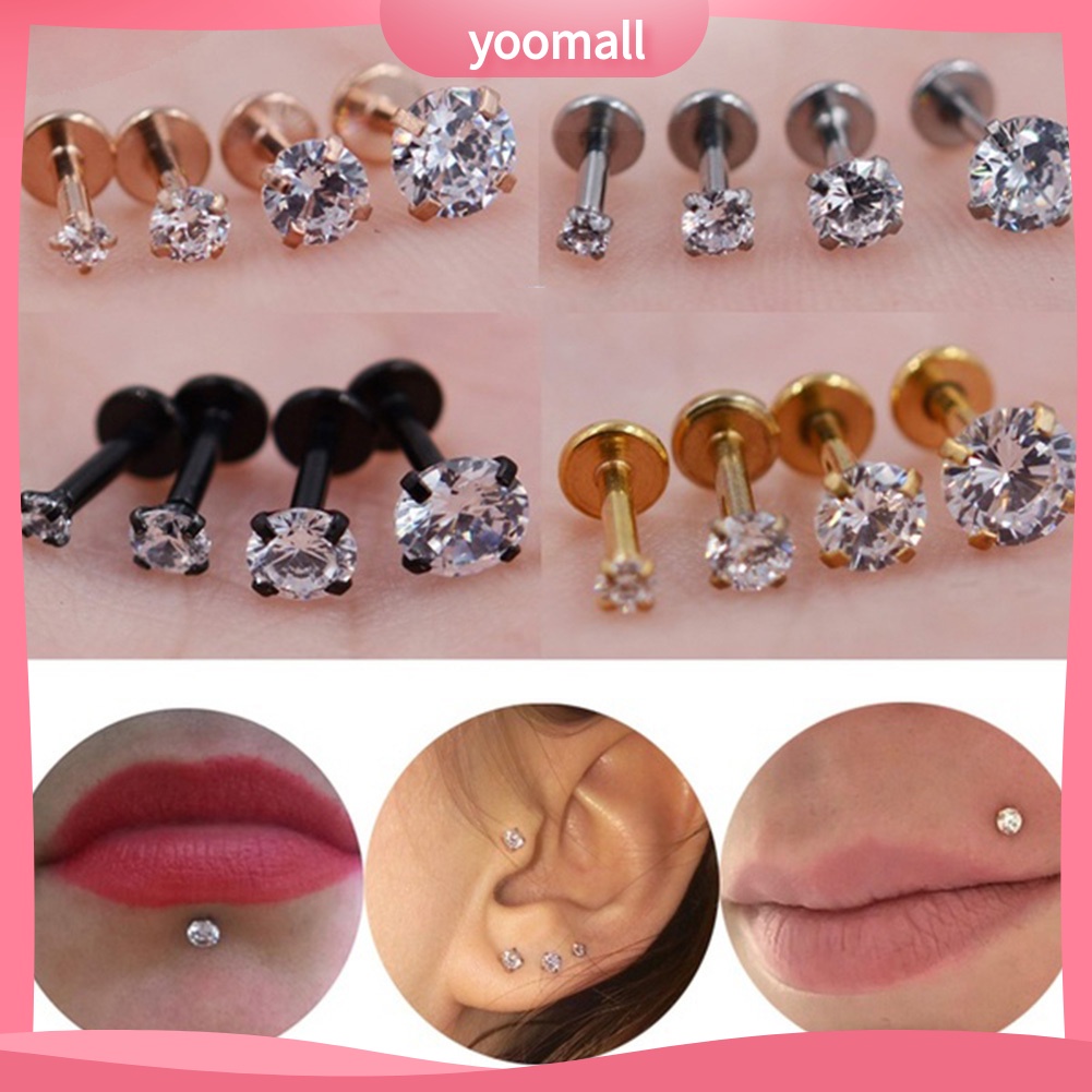 1 Khuyên Xỏ Môi Đính Đá Zircon Thời Trang