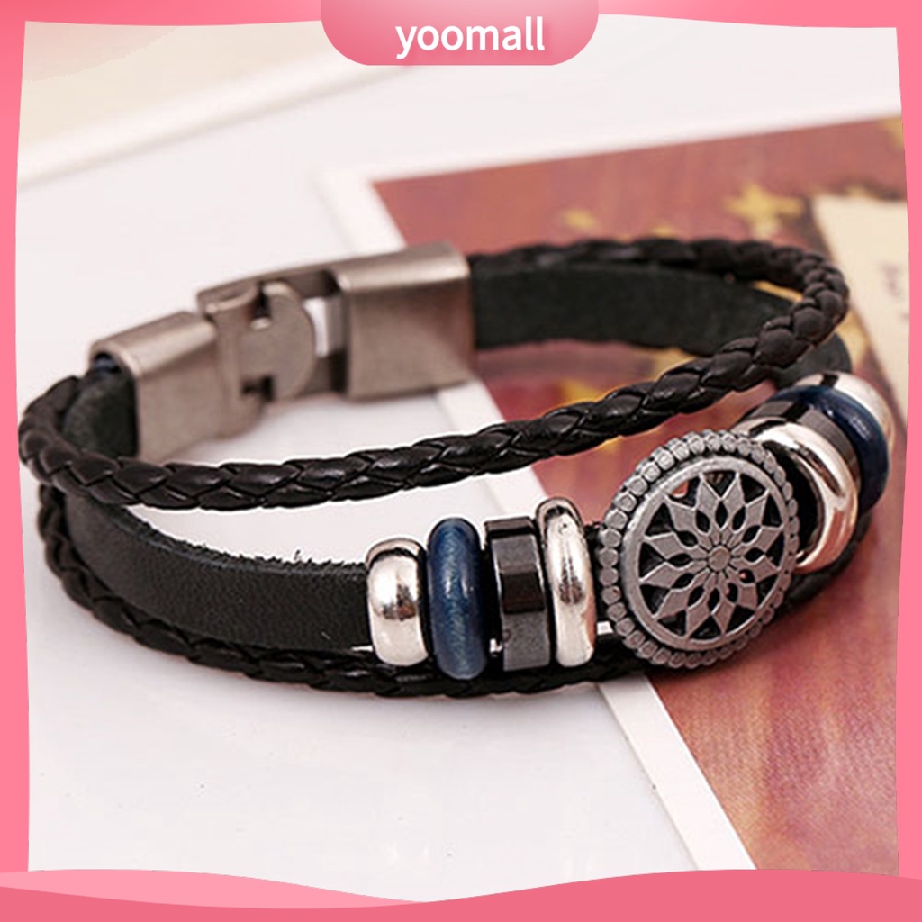 Vòng Tay Giả Da Bện Nhiều Lớp Unisex