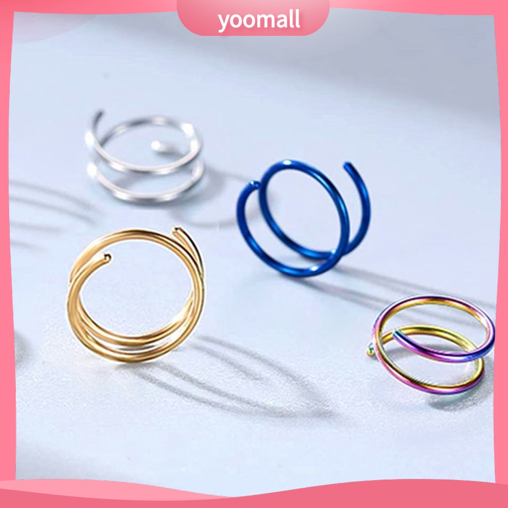 Set 5 Khuyên Mũi Đơn Xoắn Ốc Bằng Thép Không Gỉ Trang Trí Thời Trang Unisex