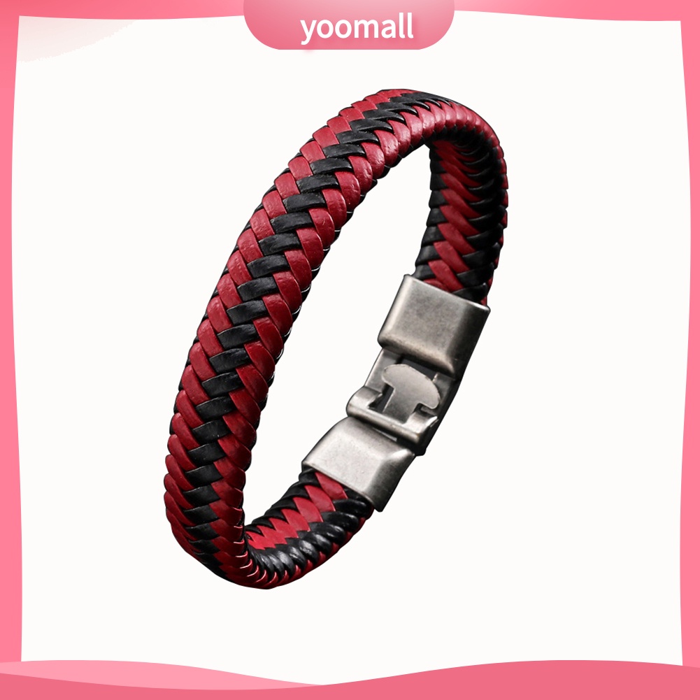 Vòng Tay Giả Da Bện Dây Khóa Trang Sức Thời Trang Cho Nam Nữ