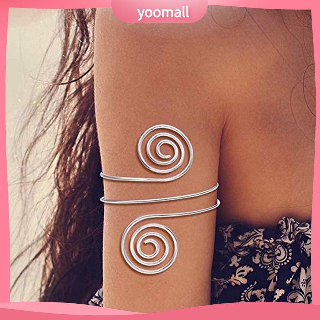 [YM] Vòng Đeo Cánh Tay Nhiều Lớp Họa Tiết Xoắn Ốc Bằng Hợp Kim Trang Sức Thời Trang Punk Có Thể Điều Chỉnh Dành Cho Nữ