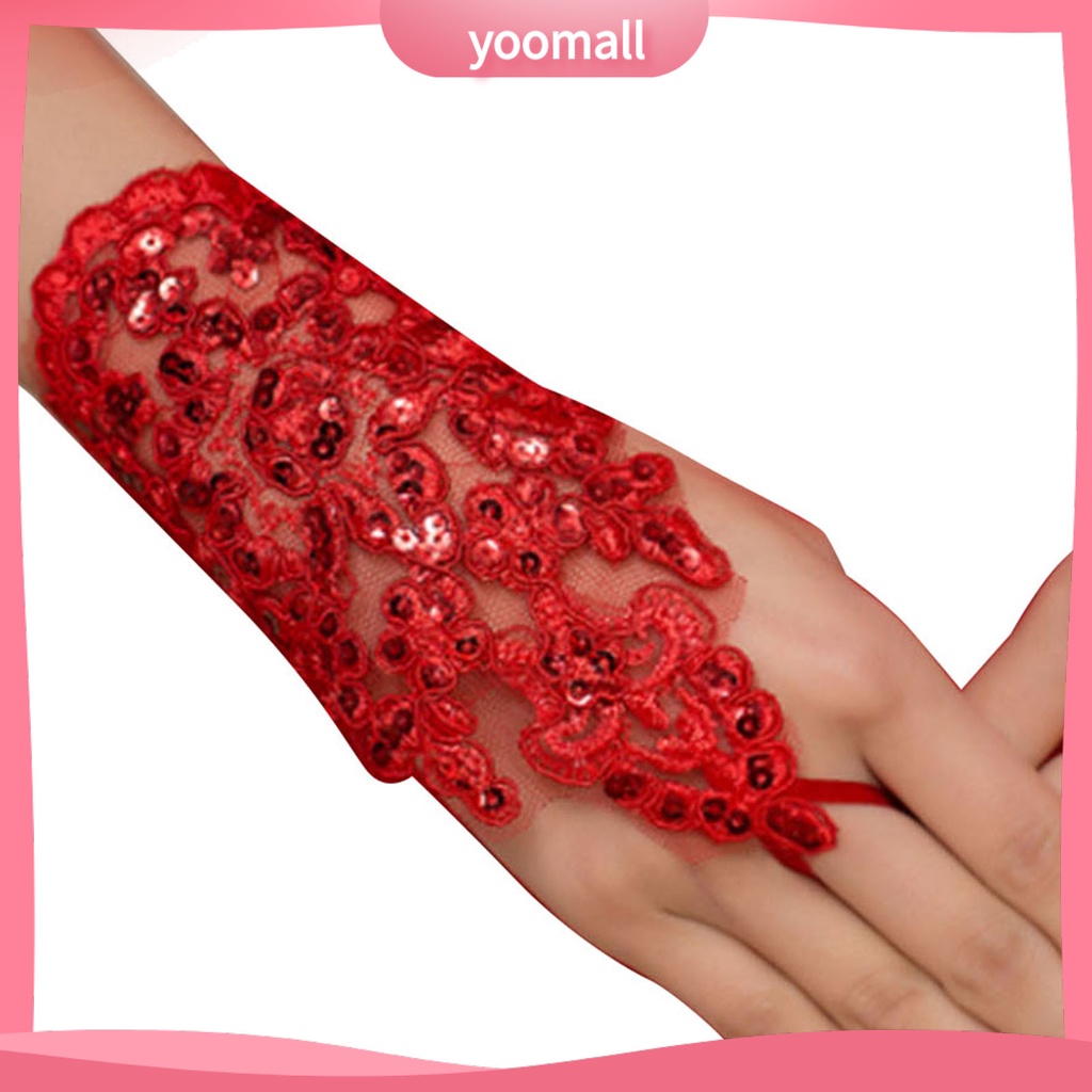 Găng Tay Ren Đính Hạt Thanh Lịch Cho Nữ