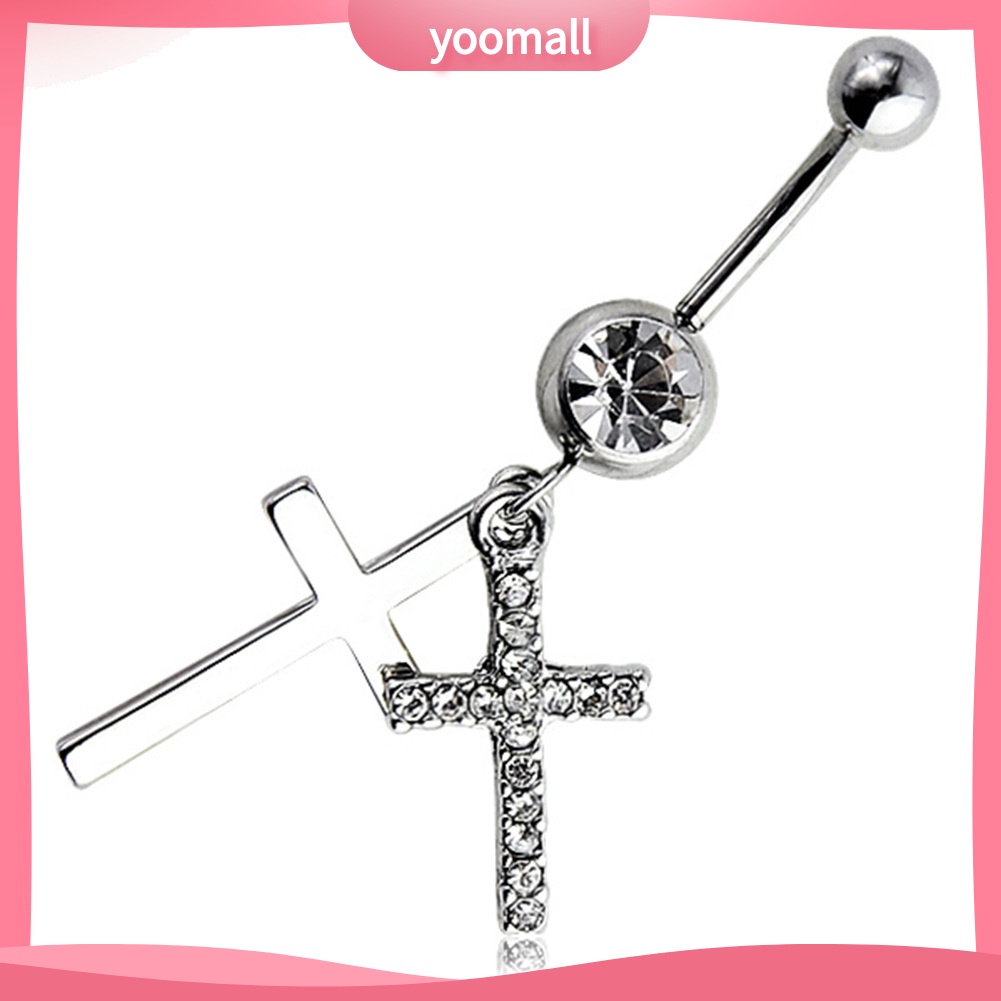 Khuyên Rốn Dạng Thanh Tạ Kép Đính Đá