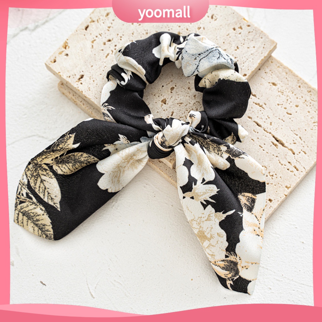 Dây Buộc Tóc Vải Satin Mềm Mịn In Họa Tiết Hoa Xinh Xắn
