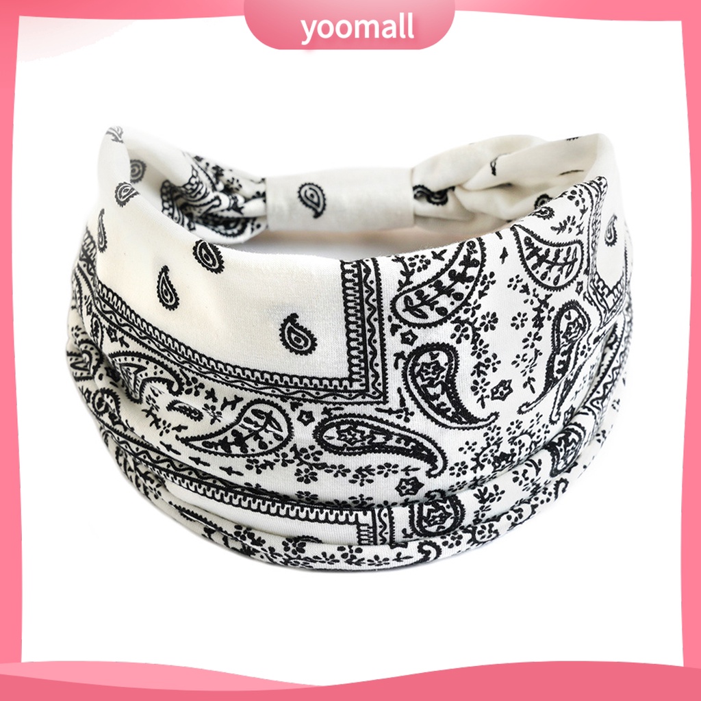 Băng Đô Bản Rộng Co Giãn Thấm Hút Mồ Hôi In Họa Tiết Phong Cách Bohemian Thời Trang Cho Nữ
