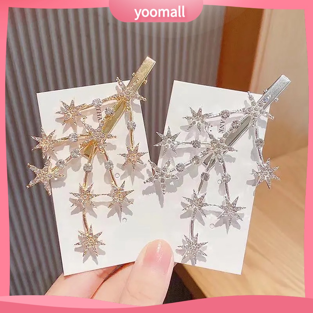 Kẹp Tóc Hình Ngôi Sao Đính Đá Màu Sắc / Vàng / Bạc Sang Trọng Cho Nữ