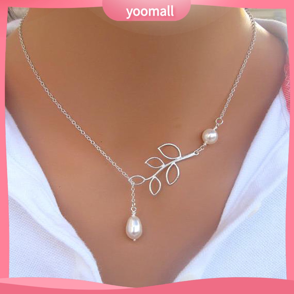 [YM] Vòng cổ Khoét Lỗ Lá Sáng Bóng Thanh Lịch Làm Quà Tặng Trang Sức Cho Nữ