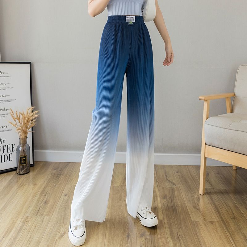 Quần Harem Lụa Mỏng Ống Rộng Lưng Cao Màu Gradient Phong Cách Mới