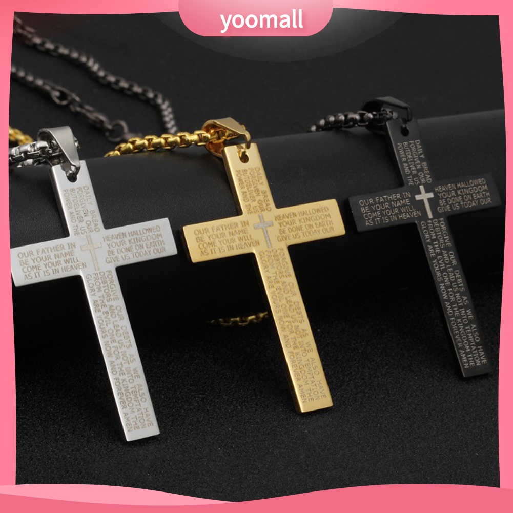 Vòng cổ Thép Titan Mặt Chữ Thập Phong Cách Retro Cho Nam