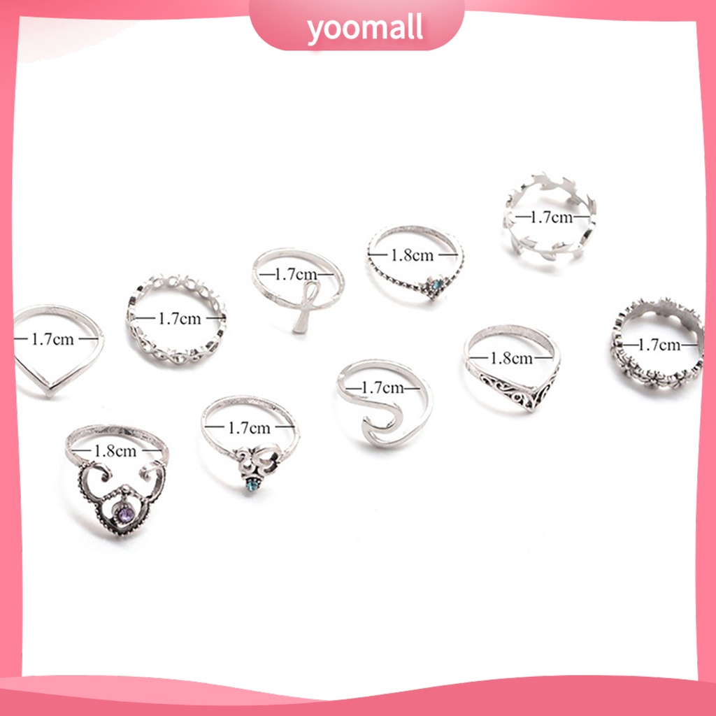 Set 10 Nhẫn Đeo Khớp Ngón Tay Phong Cách Vintage