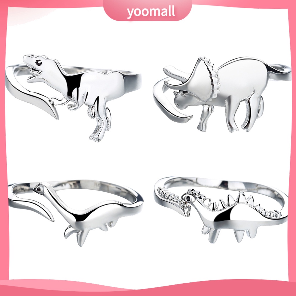 Nhẫn Hở Hình Khủng Long Bằng Kim Loại Thân Thiện Với Da Dễ Thương Có Thể Điều Chỉnh