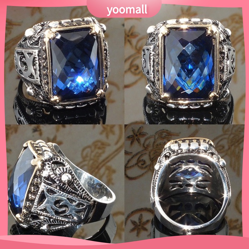 Nhẫn Mặt Vuông Đính Đá Zircon Sang Trọng Cho Nam