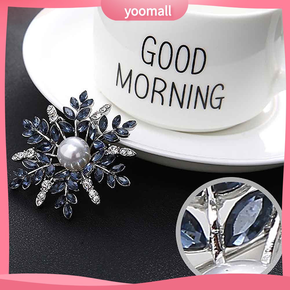 Ghim Cài Áo Hình Bông Tuyết Đính Ngọc Trai Nhân Tạo Thời Trang