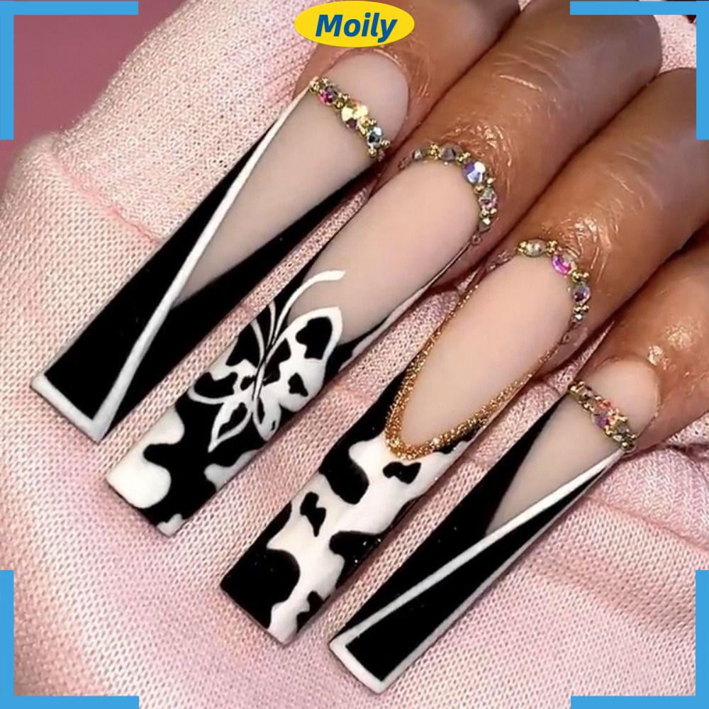 MOILYVN Bộ Móng Tay Giả Che Phủ Toàn Diện Đầu Vuông