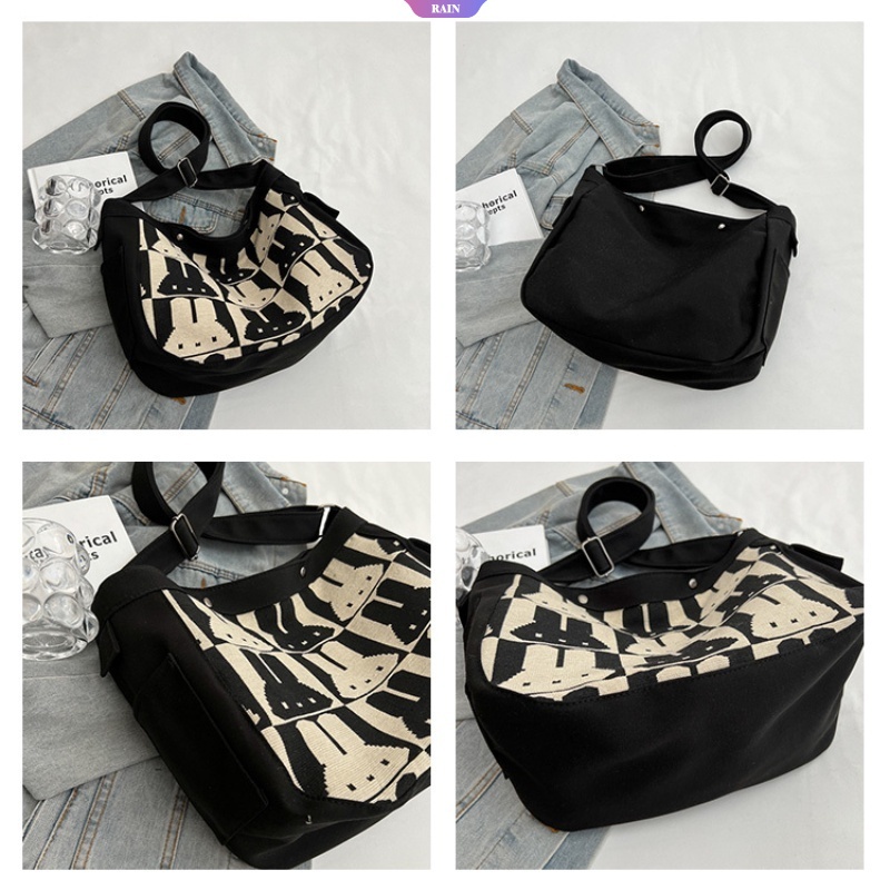 Túi Đeo Chéo Vải Canvas Sức Chứa Lớn Phong Cách Hàn Quốc Mới 2023 Dễ Phối Đồ Dành Cho Học Sinh Nữ [RAIN]