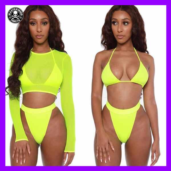 Mới Bikini Màu Xanh Dạ Quang Xuyên Thấu Gợi Cảm Quyến Rũ Cho Nữ