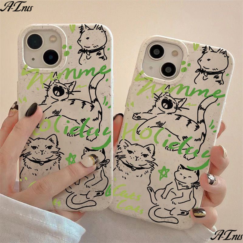 Ốp Điện Thoại Dẻo Họa Tiết Chú Mèo Dễ Thương Chống Sốc Cho Iphone14Pro 13In Style 7 Soft 8p Line max Cat 11iPhone12 83HU