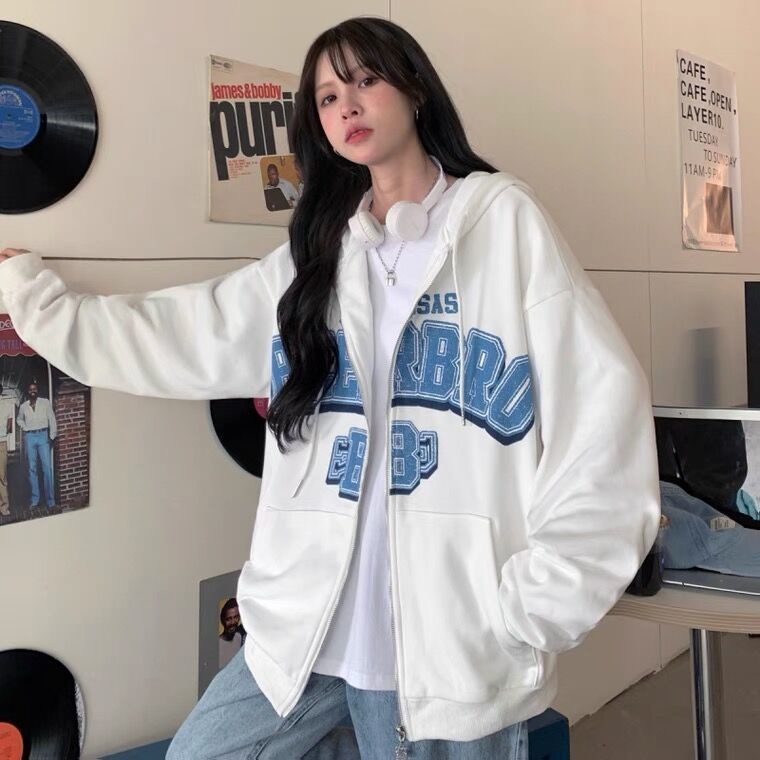 Áo Khoác Hoodie Dáng Rộng Thời Trang Phong Cách Hàn Quốc Cho Nữ