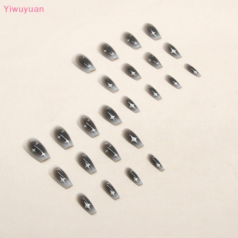 Bộ 24 Móng Tay Giả Y2k Màu Đen Có Thể Tái Sử Dụng