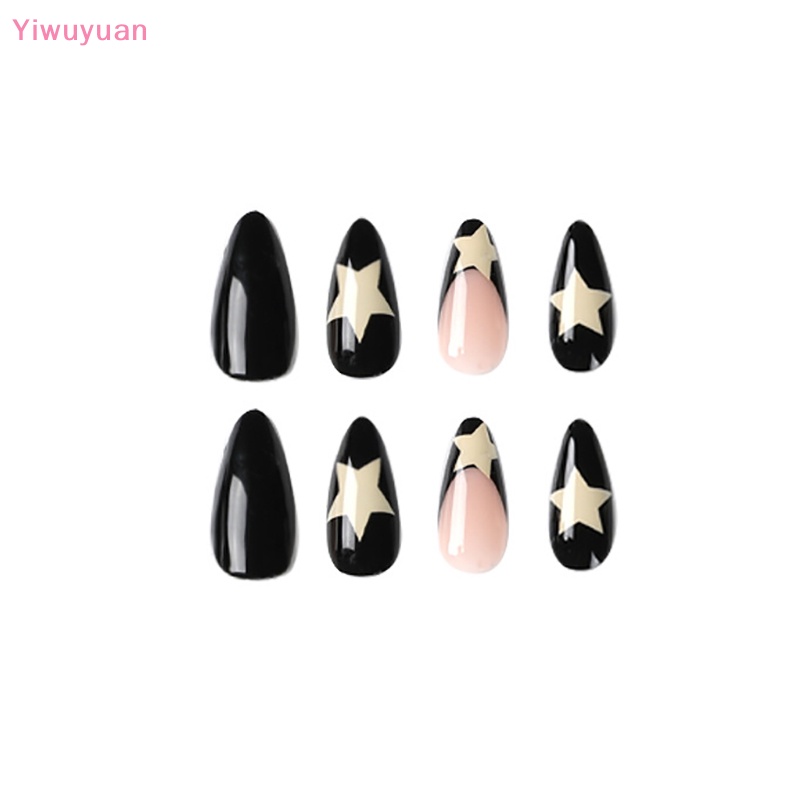 < Yiwuyuan > Hộp 24 Móng Tay Giả Pháp Y2k Dạng Nhấn Hình Hạt Kim Cương Có Thể Mặc Với Thiết Kế Toàn Diện Mới