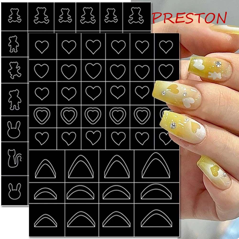 PRESTON Miếng Dán Trang Trí Móng Tay Hình Gấu Và Hoa Xinh Xắn