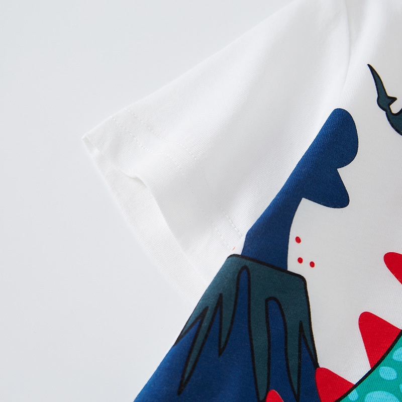 Áo Thun Tay Ngắn In Hình Khủng Long Thời Trang Mùa Hè 2023 Cho Bé