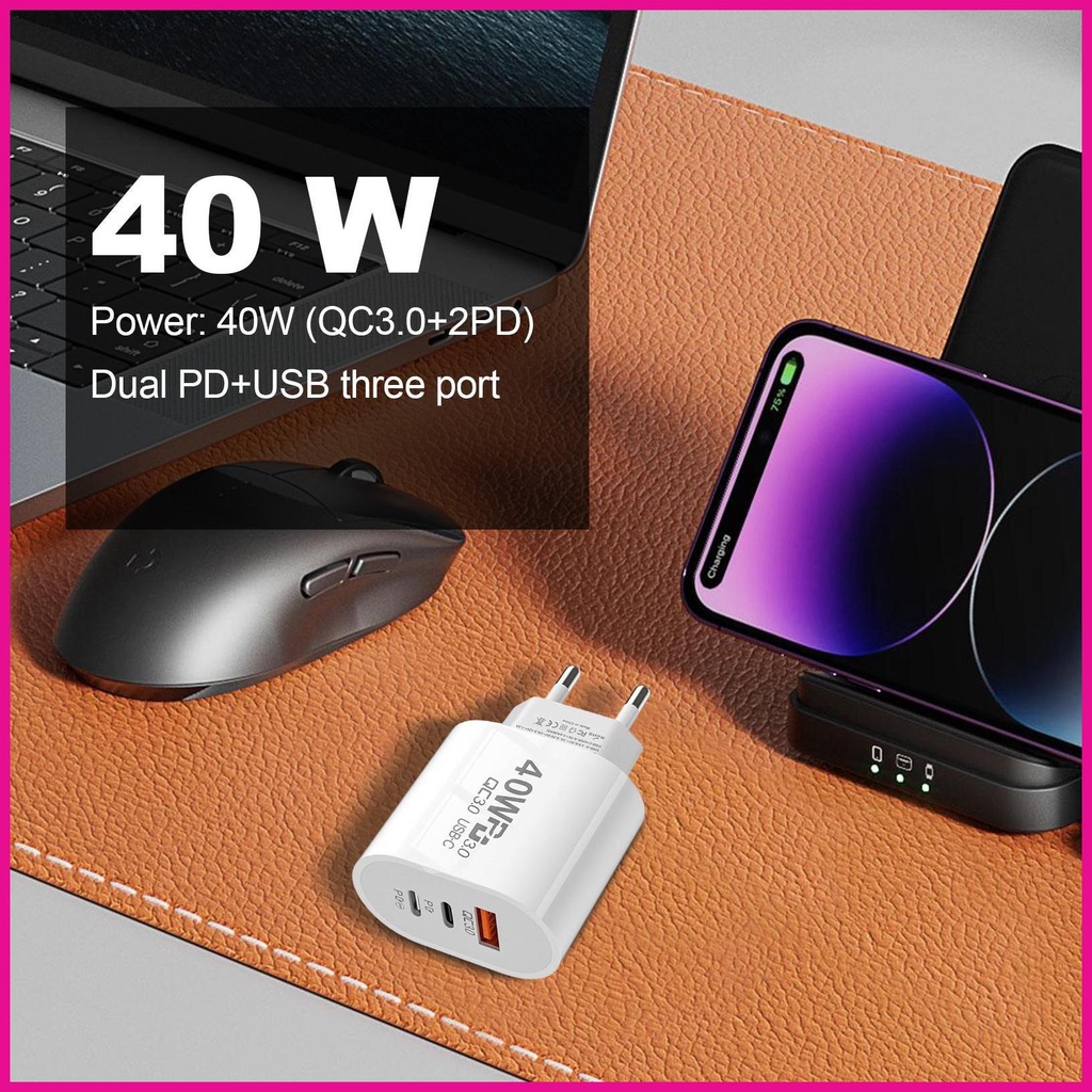 Trạm Sạc Nhanh 40W USB PD Chuyên Dụng Cho Laptop