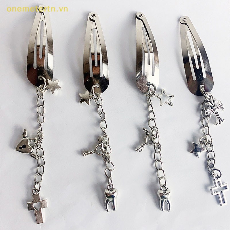 Kẹp Tóc Hình Thánh Giá Bằng Kim Loại Phong Cách Punk Hiphop onemetertn Y2K 2023