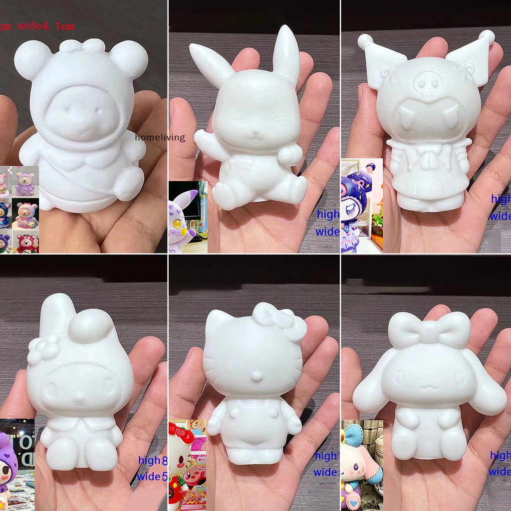 Ba Lô Mini Bằng Gốm Tráng Men Hình Gấu Embryo Màu Trắng Vẽ Thủ Công DIY Cho Trẻ Em