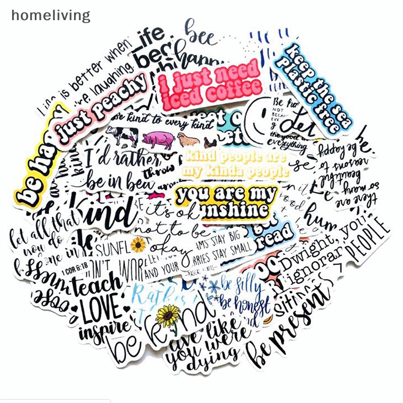 Bộ 50 Miếng Dán Trang Trí Laptop Ván Trượt In Chữ Tiếng Anh Truyền Cảm Hứng