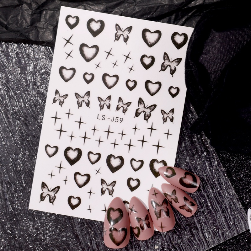 Miếng Dán Trang Trí Móng Tay 3D / Y2k Hình Ngôi Sao / Trái Tim / Bướm / Khối Lập Phương Rỗng Tự Dính Phong Cách Tối Màu