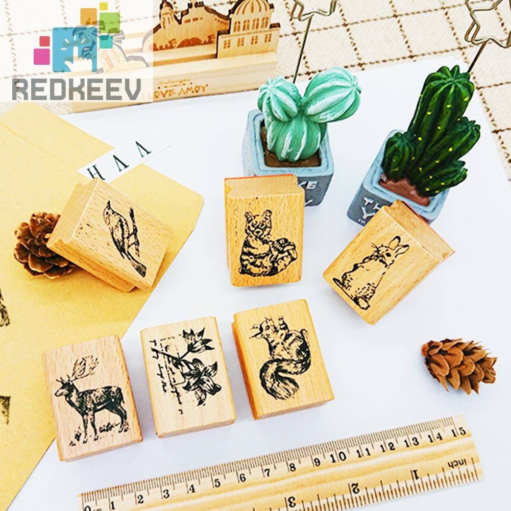 Con Dấu Hình Động Vật Dễ Thương Phong Cách Retro Trang Trí Sổ Tay