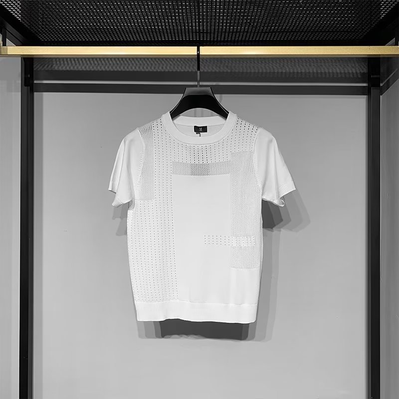 Áo Thun Dệt Kim Tay Ngắn Dáng Rộng Thời Trang Mùa Hè Cho Nam