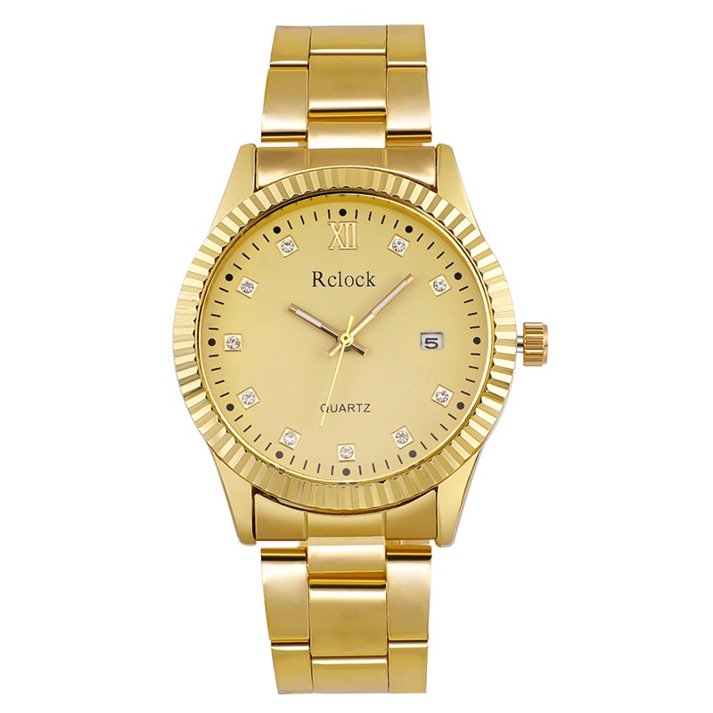 Mới Đồng Hồ Đeo Tay Máy Quartz Dây Thép Đính Kim Cương Đơn Giản Lịch Lãm Cho Nam