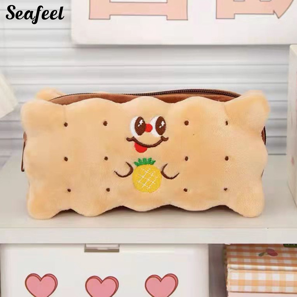 Túi Đựng Bút Hình Bánh Quy Bằng Lông Nhung Dễ Thương Xinh Xắn