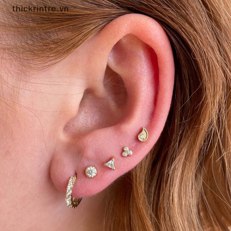 1 Khuyên Tai Xoắn Ốc Đính Đá Zircon Sáng Tạo Cho Nữ