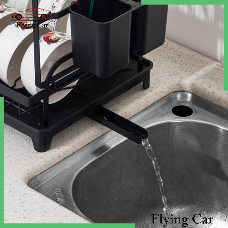 Giá Đựng Đĩa Và Thớt 2 Tầng Ráo Nước Dung Tích Lớn Chống Rỉ Sét Kèm Khay Nhỏ Giọt Cho RV Cắm Trại