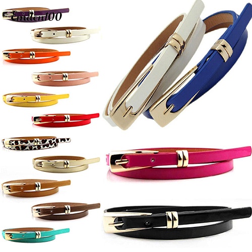 Thắt Lưng Giả Da Màu Trơn Khóa Vuông Thời Trang Cho Nữ