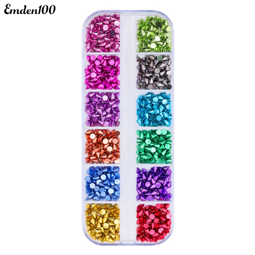 1 Hộp Phụ Kiện Đinh Tán Trang Trí Móng Tay 12 Ngăn Không Phai Màu Chống Rơi Có Thể Tháo Rời DIY