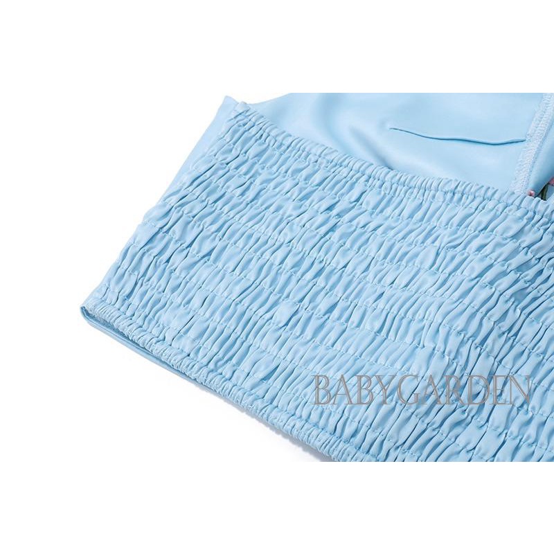 / - Áo Tank Top Hai Dây Thêu Hoa Màu Xanh Dương Thời Trang Mùa Hè Cho Nữ