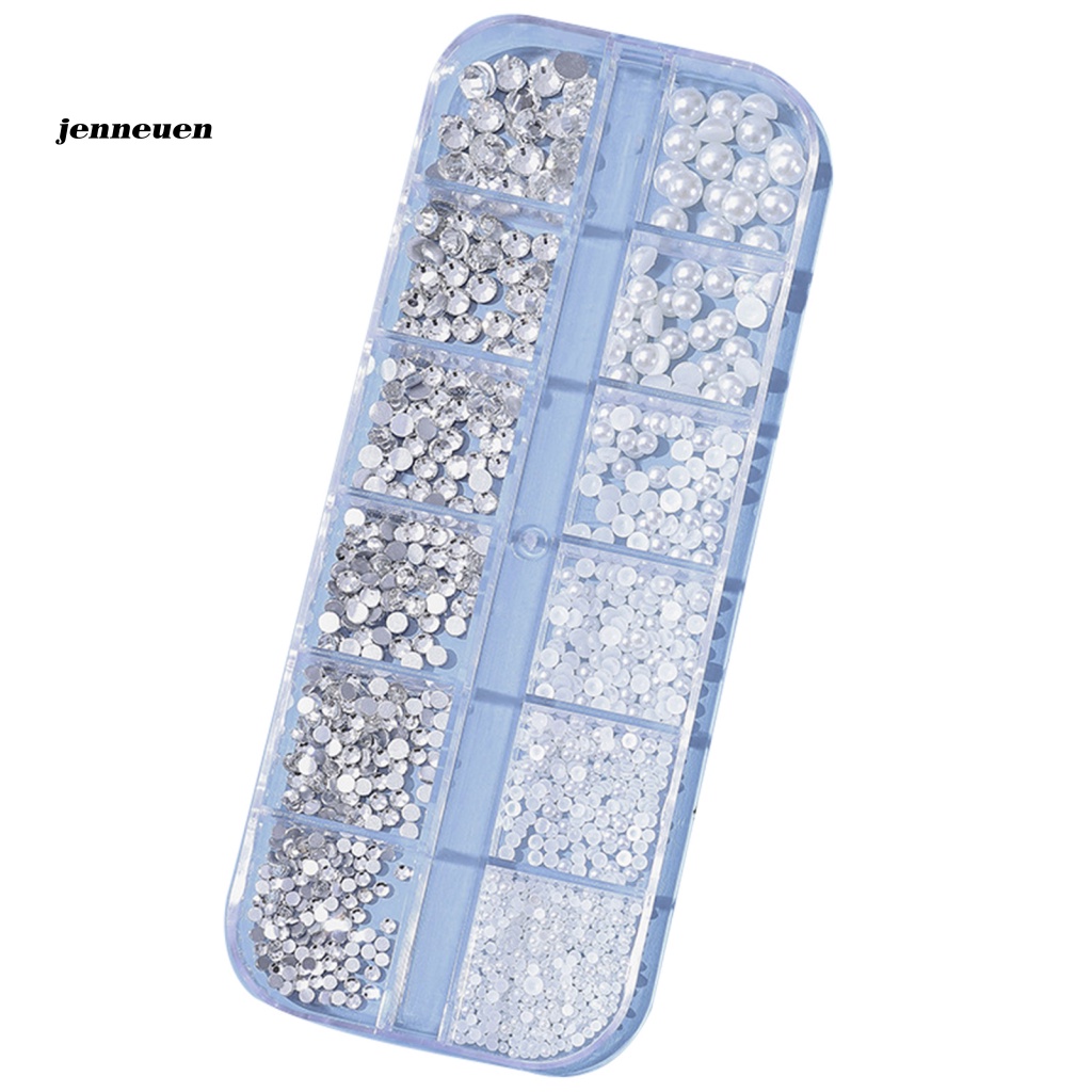 Hộp 12 Ngăn Đựng Hạt Kim Cương Giả Mini 3D Trang Trí Móng Tay