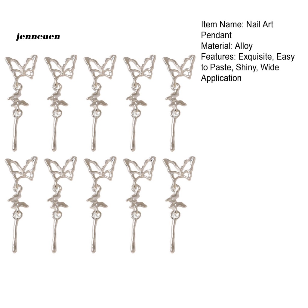 Set 10 Mặt Dây Chuyền Hình Bướm 3D Trang Trí Móng Tay Nghệ Thuật