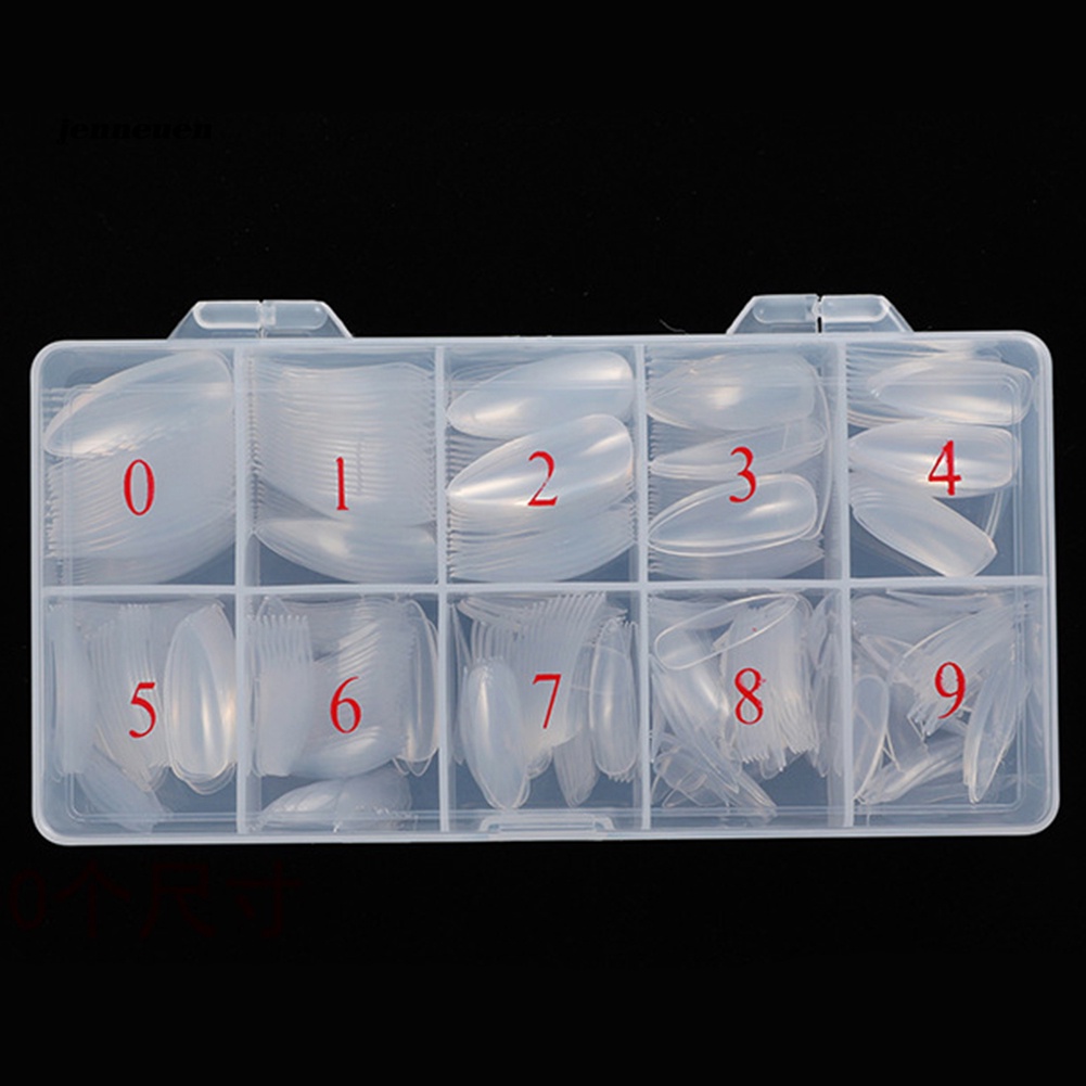 Bộ 500 Móng Tay Giả Đầu Tròn Bằng Acrylic Trong Suốt